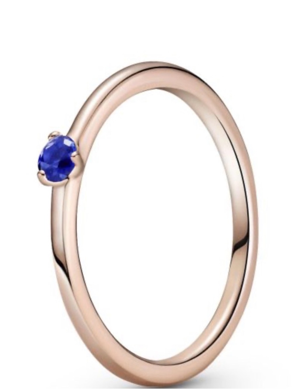 Pandora Rose Gold Ring with Blue Stone